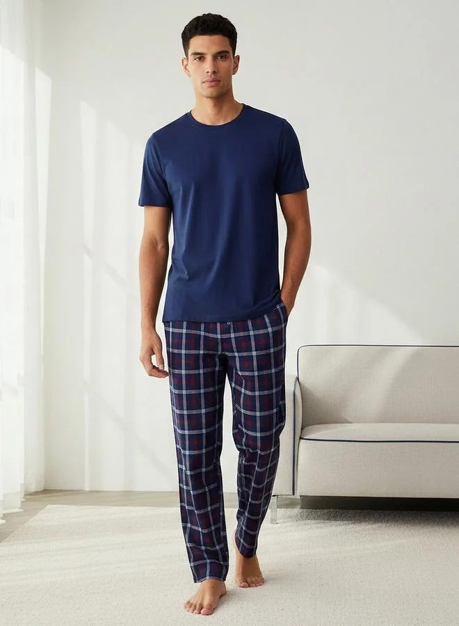 سبلاش فيڤ Men Cotton Checked Nightwear Set